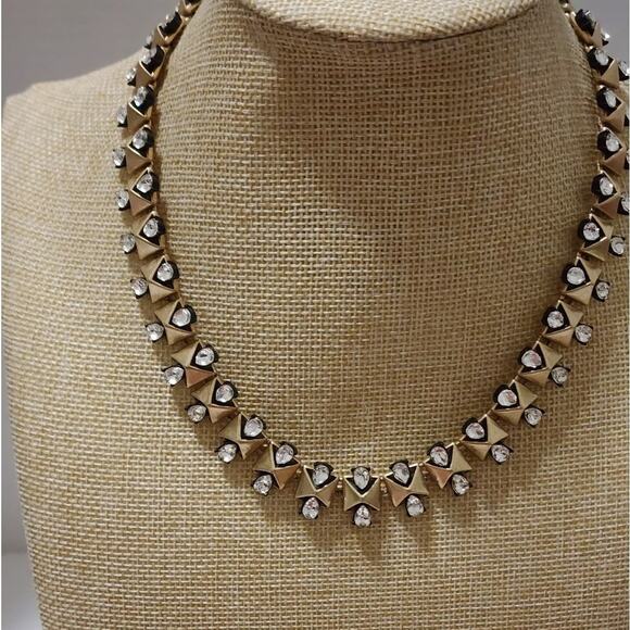 J. Crew 17" Brutalist Rhinestone stunning Crystal Runway‎ Statement Necklace - Picture 3 of 7